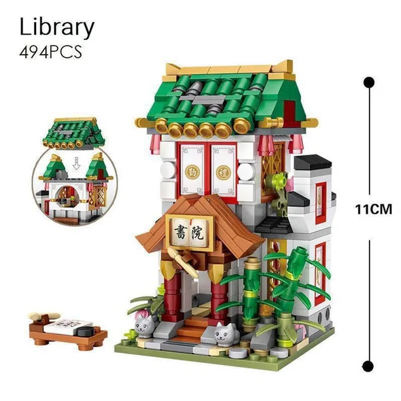 LOZ Mini Street Hongkong Street Food Building Blocks Set China Town Chinese Street Mini Street Shopping Street Kids Puzzle Mini Block Brick Toy