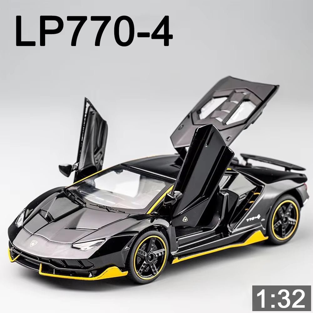 1/32 Cars Toys Auto to Scale Lambor LP770 Diecast Model Cars Alloy Autos Toys Gift for Boys Pull Back Light Music Kids Car