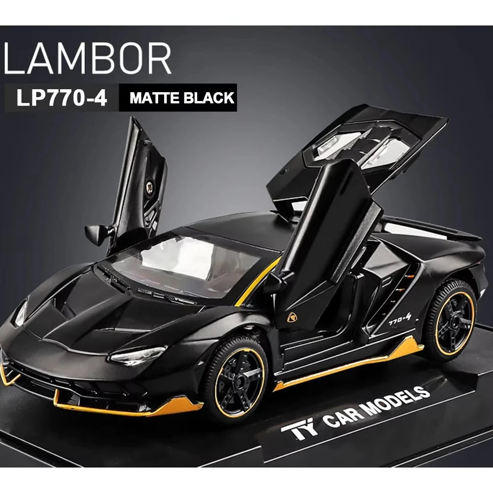1/32 Cars Toys Auto to Scale Lambor LP770 Diecast Model Cars Alloy Autos Toys Gift for Boys Pull Back Light Music Kids Car