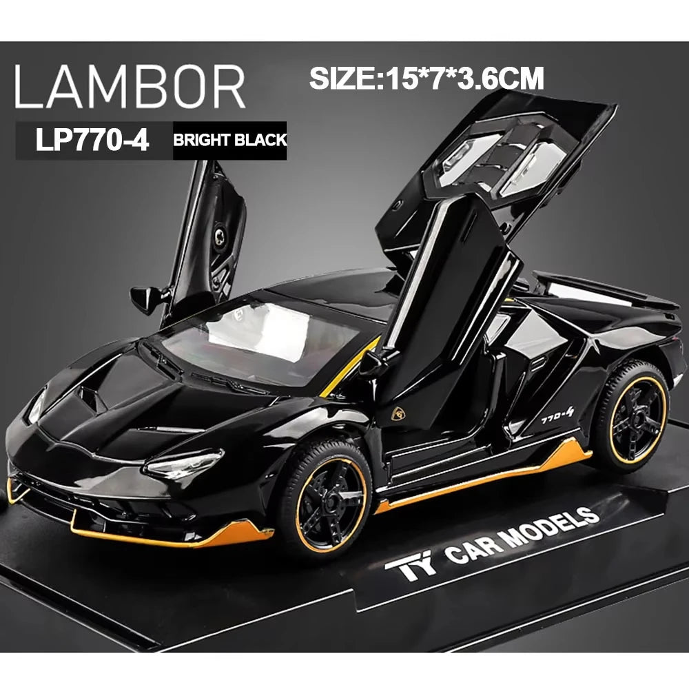 1/32 Cars Toys Auto to Scale Lambor LP770 Diecast Model Cars Alloy Autos Toys Gift for Boys Pull Back Light Music Kids Car