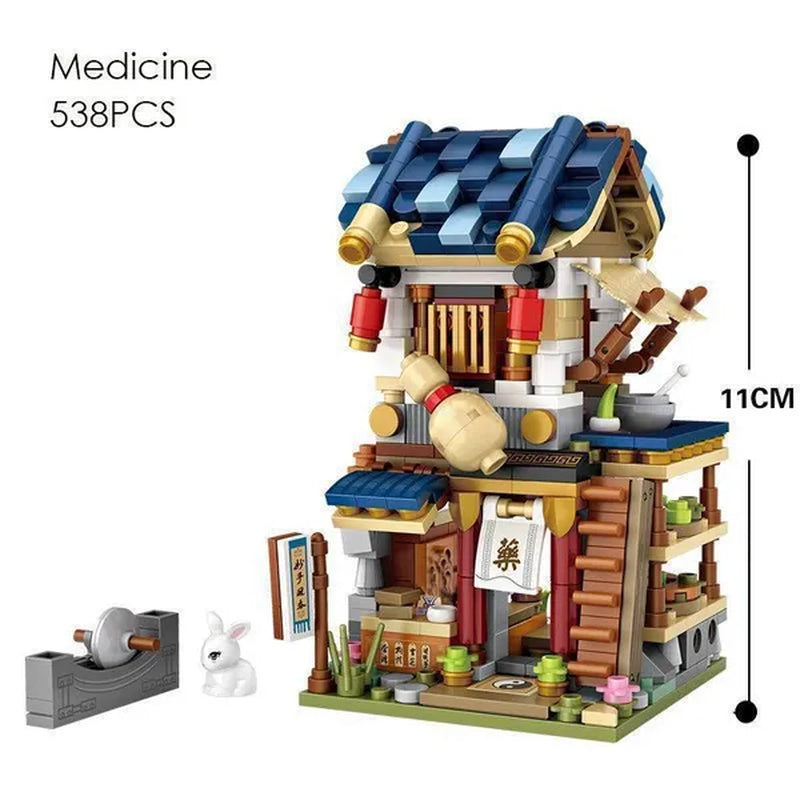 LOZ Mini Street Hongkong Street Food Building Blocks Set China Town Chinese Street Mini Street Shopping Street Kids Puzzle Mini Block Brick Toy