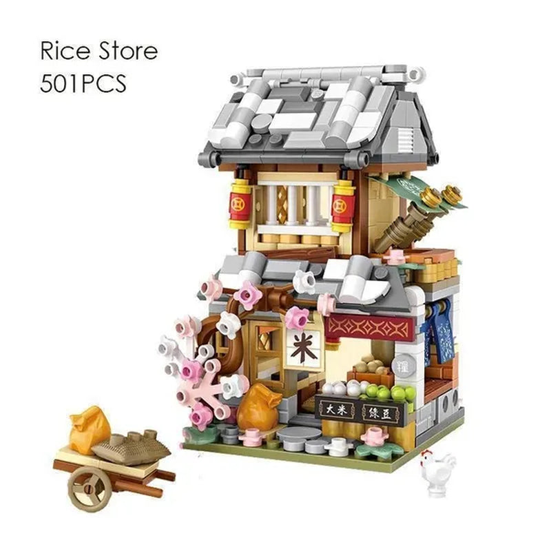 LOZ Mini Street Hongkong Street Food Building Blocks Set China Town Chinese Street Mini Street Shopping Street Kids Puzzle Mini Block Brick Toy