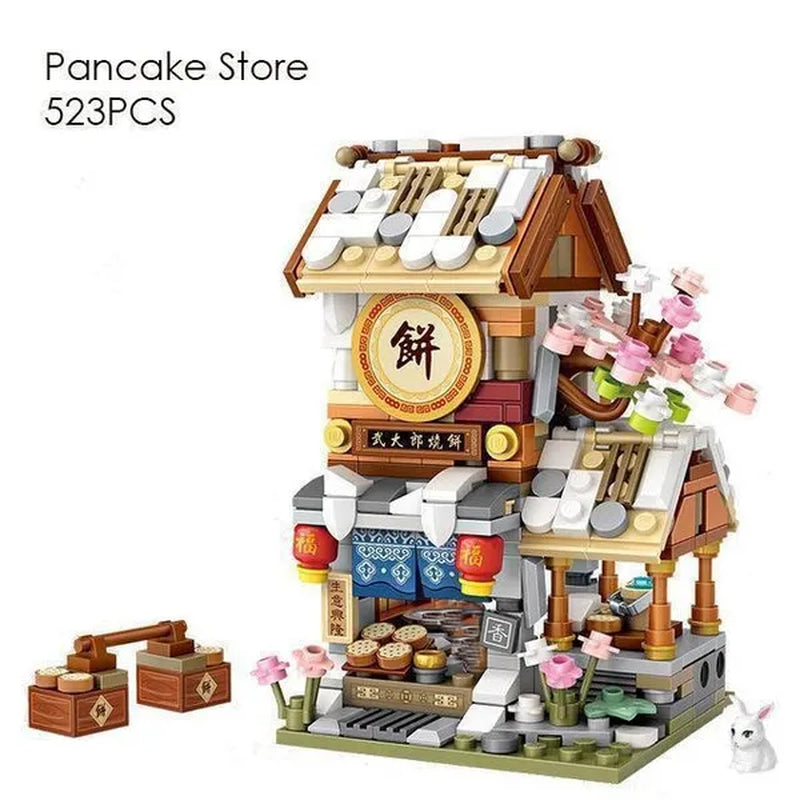 LOZ Mini Street Hongkong Street Food Building Blocks Set China Town Chinese Street Mini Street Shopping Street Kids Puzzle Mini Block Brick Toy