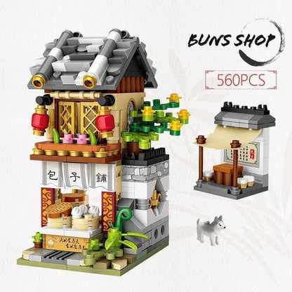 LOZ Mini Street Hongkong Street Food Building Blocks Set China Town Chinese Street Mini Street Shopping Street Kids Puzzle Mini Block Brick Toy