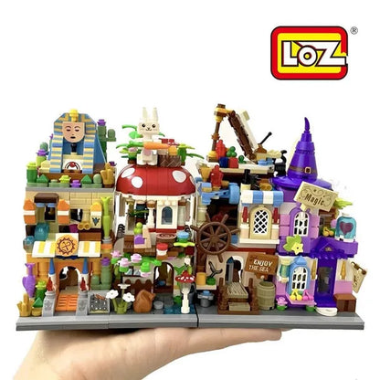 LOZ Mini Street Hongkong Street Food Building Blocks Set China Town Chinese Street Mini Street Shopping Street Kids Puzzle Mini Block Brick Toy