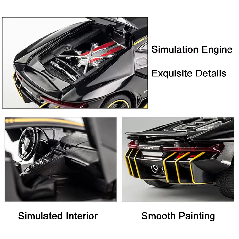 1/32 Cars Toys Auto to Scale Lambor LP770 Diecast Model Cars Alloy Autos Toys Gift for Boys Pull Back Light Music Kids Car