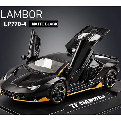 1/32 Cars Toys Auto to Scale Lambor LP770 Diecast Model Cars Alloy Autos Toys Gift for Boys Pull Back Light Music Kids Car