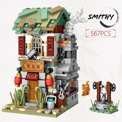 LOZ Mini Street Hongkong Street Food Building Blocks Set China Town Chinese Street Mini Street Shopping Street Kids Puzzle Mini Block Brick Toy